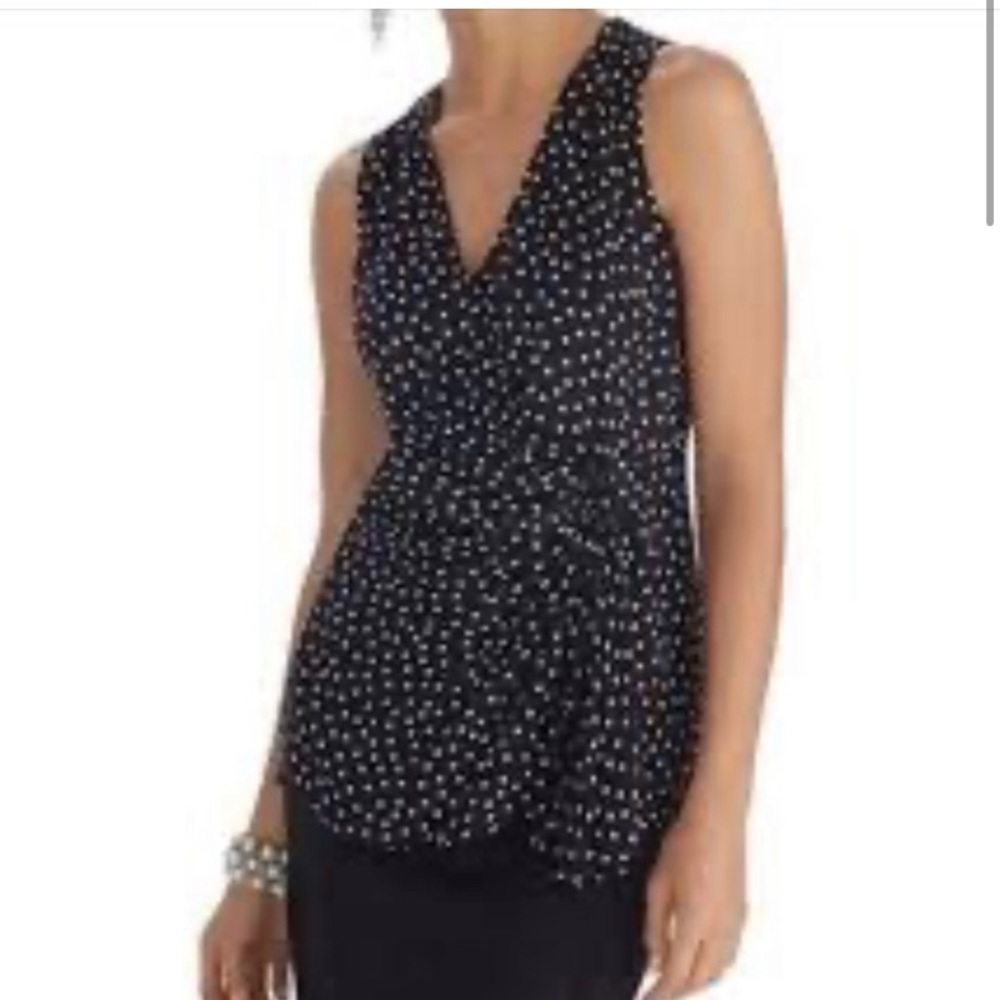 White House Black Market Black Sleeveless Polka Dot Blouse